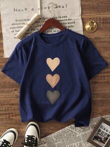 3pcs/Set Kaos Wanita Lengan Pendek Kasual Kerah Bulat - Motif Cetak, Kain Lembut & Nyaman, Dapat Dicuci dengan Mesin, Atasan Musim Panas untuk Wanita - MultiWarna - View 6