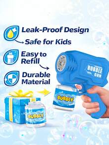 Children's Fun Handheld Small Bubble Gun - Fully Automatic Bubble Gun - 26-Year New Model In Blue And Red Colors - Suitable For Summer Water Play Toys As Gifts (Without Batteries And Bubble Water) - Multicolor - View 2