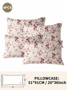 1pc/2pcs/4pcs Polyester Flowers And Plants Floral Plant Print Pillow Cover Set (Pillow Inner Not Included), Soft & Comfortable, Suitable For All Seasons,Perfect For Home Dorm Apartment Guest Room Vacation Rental & Gift-Giving - Multicolor - View 36