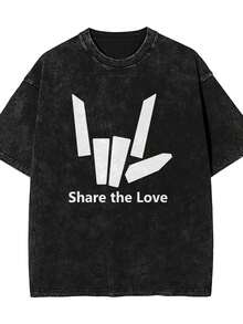 US 8(M)-16(3XL)  New Share The Love Stephen Sharer Youtuber  Distressed Washed T Shirt Men Women Oversized Loose Fit Short Sleeve Top For Hip Hop Skate Street Style  Cosplay, - màu đen - Xem 1