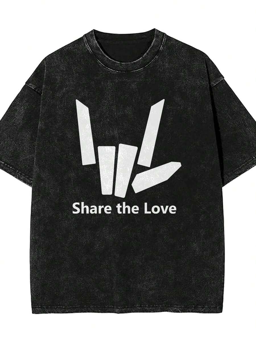 US 8(M)-16(3XL)  New Share The Love Stephen Sharer Youtuber  Distressed Washed T Shirt Men Women Oversized Loose Fit Short Sleeve Top For Hip Hop Skate Street Style  Cosplay, - màu đen - Xem 1