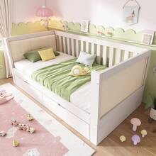 White Sofa Bed Measuring 90x200 Cm With 2 Drawers, Made Of Wood, With Rounded Armrests And A Comfortable Backrest, Ideal For Small Apartments Or Studios, Easy To Assemble. Mattress Not Included. - 白色 - 查看 2