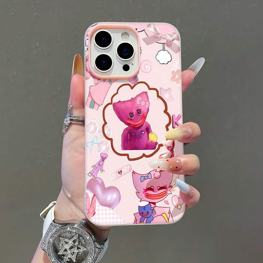 Collage del personaje de terror rosa Kissy Missy.funda de teléfono Fundas compatibles con ,Apple,VIVO,OPPO,,, y Honor.Fabricadas en silicona TPU,ofrecen protección contra golpes y caídas. - Rosa - Ver 1