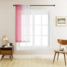 1pc/2pcs Ombre Color Curtain, Gradient Color, Rod Pocket Design Semi-Sheer Curtain, Breathable Filtering Sunlight Sheer Curtain, Faux Linen Dual-Tone Ombre Curtain, For Living Room, Bedroom, Study, Kitchen Decor, Pink Curtain - Pink - View 14