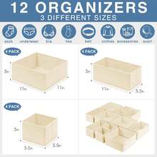 Oaoleer 12PCS/Set Drawer Organizer Clothes, Dresser Organizer For Nursery Bedroom Closet Organization And Storage - Baby Clothes Organizer Bins - Drawer Divider For Sock Underwear Bra Ties - View 2