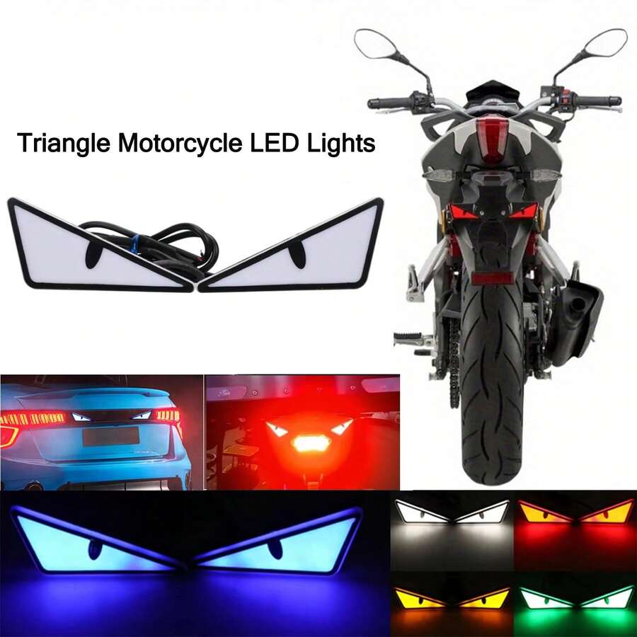 2pcs Motorcycle LED Lights High Brightness Triangle Light For Cars & Motorcycles Mini Turn Signal Flasher Tail Lamp Car Decoration Lights Fun Atmosphere Light, Driving Assist Light, Universal 12V LED Light For Any Motorcycle,Without Battery