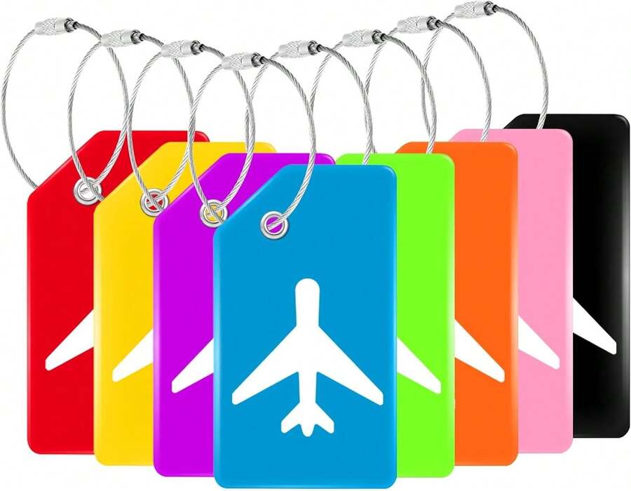 8 Pack Silicone Luggage Tag, Stainless Loop Name ID Card For Suitcases, Airplane TSA Approved Privacy Protection Travel Tags, Quick Spot Baggage Bag Identifier, Cruises Essentials Multicolor - trắng - Xem 1