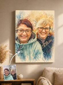 1pc Customizable Family Photo Canvas Print, Personalized Family Canvas Art, Custom Canvas Photo - Multicolor - View 2