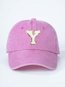 1pc Children English 26 Letters Adjustable Baseball Cap, Outdoor Sunscreen Casual Hat Suitable For Boys Girls Spring Autumn Travel Beach Vacation - Pink - View 20