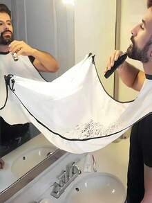 ❀1PC 60CM Waterproof Reusable Hair Cutting Apron, Non-Stick Hair Catching Barber Cloak For Men Women, Professional Salon Home Grooming Accessory, Christmas Holiday Party Gift - Black and White - View 10