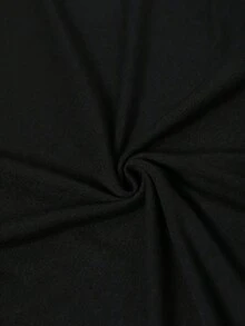 Camiseta de hombros descubiertos con estampado de letras - Negro - Ver 6