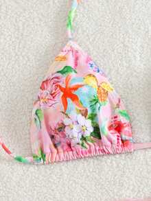 2pcs/Set Fruit & Vegetable Print Sexy Tie-Back Backless Swimwear Bikini For Women, Suitable For Spring/Summer Vacation, Beach, Stage Performance, Party - Multicolor - View 7