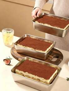 Stainless Steel Rectangular Baking Pan, Square, Non-Stick, Durable, Suitable For Tiramisu, Lasagna And Desserts - View 5