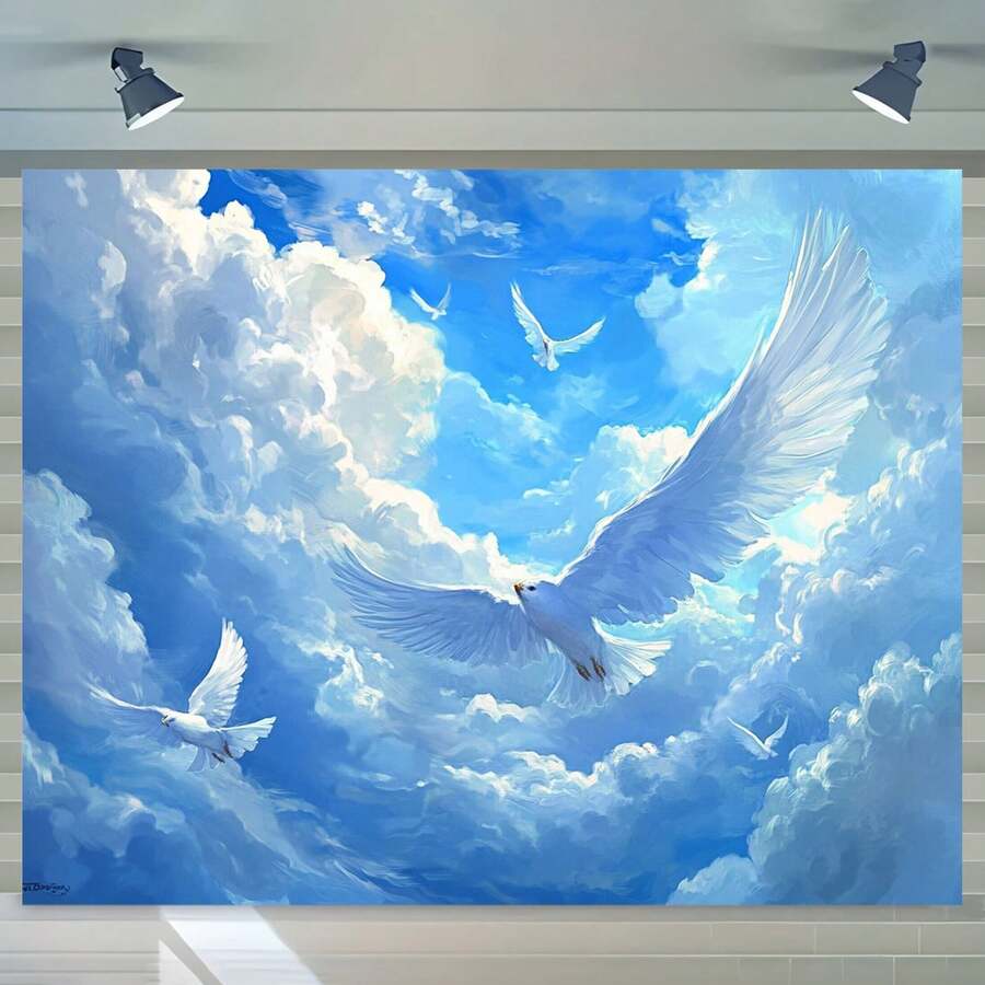 High Quality Photography Background - Pigeons In The Sky, Themed Party Wallpaper, Fun Photo Booth Prop, Foot Decor - 12 - View 1