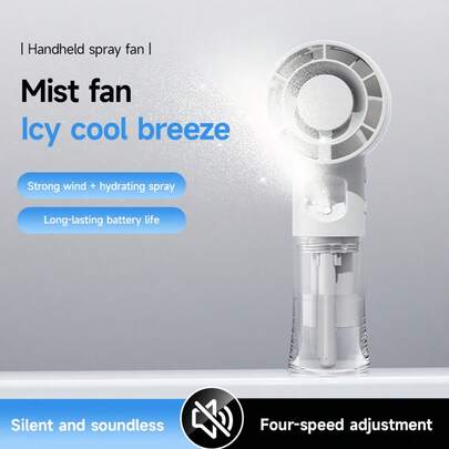 OBOVAY Mini Handheld Misting Fan, Strong Wind + Mist Spray 2-In-1, 4 Wind Speeds Adjustable, Quiet & Portable, Suitable For Camping, Beach, Outdoor Use, 800mAh