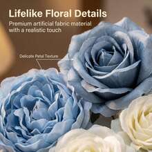 Artificial Flower Purple Combo Box Set Fake Rose Dahlia For DIY Wedding Center Bouquet Bride Baby Shower Party Tables Decoration Floral Arrangements. - 清新淺藍色 - 查看 6