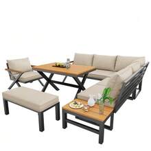 Modular Outdoor Seating Set With Modern Design - Beige - View 10