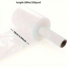 1 Roll 300m PE Stretch Wrap Film With Handle, Suitable For Home, Kitchen And Industrial Use, Perfect For Box Sealing And Packaging - Clear - View 8