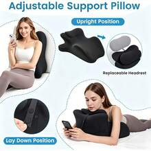 Ergonomic Memory Foam 27° Support Cushion, Ergonomic Memory Foam Wedge Pillow For Back And Neck Support, Bed Rest Reading Pillow For Sitting, Prone Pillow For Sleeping,Memory Foam Support Pillow, Ergonomic Contoured Lounger Cushion For Back - Black - View 7
