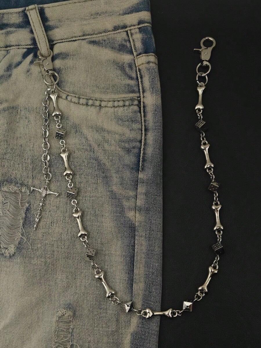冬季新品 哥特暗黑 DIY 骨头拼接骰子裤链朋克男女腰部奢华配饰 Y2K 嘻哈珠宝圣诞礼物