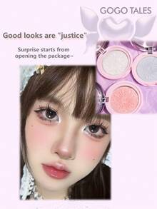 GOGO TALES Solid Color Highlighter Powder, Facial Brightening Pearl Shimmer, Fine Shimmer Highlighter And Contour Palette, Starlight Shimmer Solid Color Highlighter Powder, Perfect For Beginners GOGOTALES - #03 Sea Blue - View 4