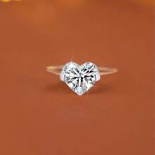 GLIMMER GI 1 chiếc nhẫn bạc S925 hình trái tim đính đá Cubic Zirconia, thiết kế tối giản, thanh lịch, phù hợp để đeo hàng ngày, đi nghỉ mát, làm quà tặng Ngày Valentine, sinh nhật, Ngày của Mẹ. - Trong sáng - Xem 8