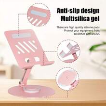 360° Adjustable Tablet Stand, Metal Foldable Holder, Suitable For Desk, Compatible With Pro 9.7, 10.5, 10.9, 11, Mini 4/3/2, Tab, Kindle, E-Readers (Black).Also Compatible With IPhone, Android Phones.Birthday Gift, Phone Holder For Family And Friends, Phone Accessories. - Hồng - Xem 3