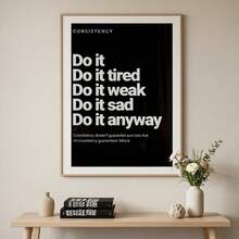 1pc Motivational Canvas Wall Art - "Do It" Consistency Poster With Black Background & White Text, Unframed For Home Office, Gym, Or Workspace Decor, Poster Wall Art, Perfect For Room Decor,Living Room Decor - A - View 2