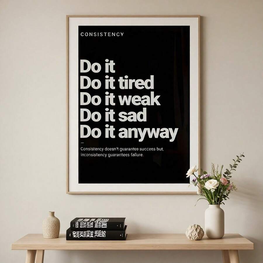 1pc Motivational Canvas Wall Art - "Do It" Consistency Poster With Black Background & White Text, Unframed For Home Office, Gym, Or Workspace Decor, Poster Wall Art, Perfect For Room Decor,Living Room Decor