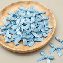 50pcs/Pack 4cm Satin Ribbon Bows, Multi-Color Options, Suitable For Gift Wrapping, Hairclip & Headpiece DIY, Ideal For Back To School And Valentine's Day - Dusty Blue - View 10