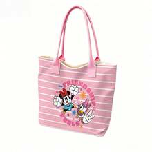 Miniso Túi tote Disney Minnie Mouse & Daisy Duck, túi đeo vai bằng vải canvas dung tích lớn, túi xách tay thông thường dùng cho công sở, trường học, mua sắm, du lịch, sử dụng hàng ngày và trang trí nhà cửa. - trắng - Xem 3