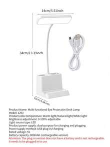 Multifunctional Phone Holder Pen Holder Lamp, Student Dormitory Eye-Caring Reading Study Lamp, Desktop Lamp - 白色 - 查看 11
