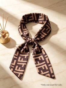 Two-Tone Geometric Logo Scarf With Soft Finish - Versatile Accessory To Elevate Basic Tees, Jackets And Off-Duty Looks - Brown - View 7