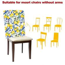 1pc/4pcs/6pcs/10pcs Blue Lemon Brick Pattern Plush Chair Cover, Removable Short Plush Fabric Chair Slipcover, Chair Back Protector, Suitable For All Seasons, Holiday Decor, For Dining Room, Living Room, Office, Hotel - Multicolor - View 10