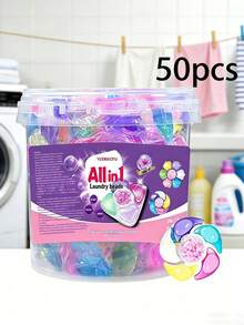 Family Size 5-In-1 Concentrated Laundry Detergent Pods, Fragrant Long-Lasting Scent Beads, Powerful Deep Cleaning Stain Removal, Multi-Effect Softening And Long-Lasting Fresh Fragrance Detergent - Liquid - View 9