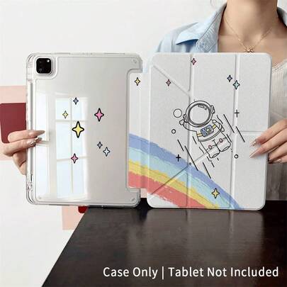 1 chiếc ốp lưng máy tính bảng in hình phi hành gia và ngôi sao cầu vồng dễ thương cho iPad, ốp lưng thông minh đa năng cho iPad - Tương thích với iPad Air 6/5/4, 10 (10.9"), iPad Pro 2024/M3/A16 2025 - Vỏ bảo vệ cao cấp cho công việc, du lịch và gia đình, tương thích với Galaxy Tab A8/A9+/S6 Lite/S7/S9 FE+/S10+, tương thích với Pad 5/5 Pro/6/6 Pro/7/7 Pro/6S Pro, tương thích với Oppo Pad, tương thích với Matepad, tương thích với Honor Pad.