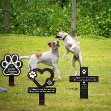 1pc 2D Acrylic Black Pet Memorial Cross Wooden Plaque With Paw Print, Grave Marker Signage - A - View 9