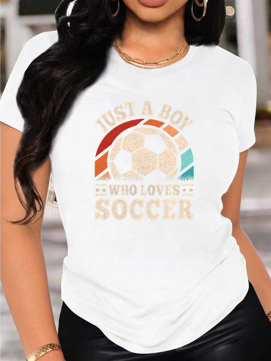 Short-Sleeved T-Shirt With A Vintage Football Print, Casual And Comfortable, Perfect For Running And Sports. It's Stylish, Unique, And Fun, Made From Soft, Breathable Fabric. - 白色 - 查看 1