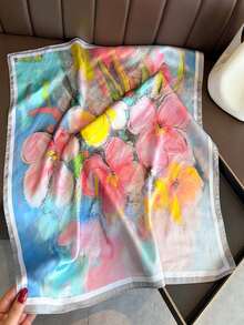 1 chiếc khăn vuông nữ, khăn trùm đầu bằng satin in họa tiết, đa năng dùng làm băng đô, khăn quấn tóc, khăn choàng, khăn quàng cổ, phụ kiện thời trang phối cùng váy. - Nhiều màu - Xem 10