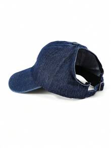 1 pieza Gorra de béisbol de mezclilla gris oscuro desgastada, gorra ajustable con bordado de letra deshilachada, accesorio casual lavado vintage para protección solar al aire libre y para ir al trabajo - gorra de béisbol - View 6
