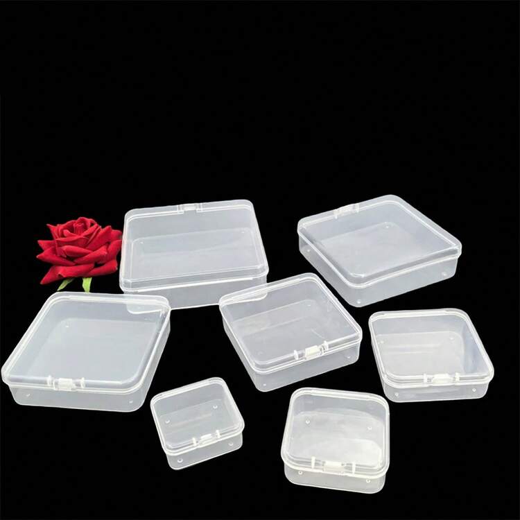Caja de almacenamiento de PP, Mini contenedor de caja de plástico transparente, caja de embalaje cuadrada y rectangular para joyería, cuentas, artículos pequeños - A5 - Añade 4