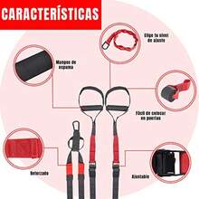 Entrenamiento en Suspensión Ejercicio de Resistencia con Pesos Corporal Correas Fitness Workout Funcional con Cuerdas - negro rojo - Ver 5