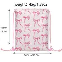 Drawstring Bag - Cute Designs Bbowknot Print Backpack - Perfect For School, Sports, Travel, And Toy Storage Sport Gym Swim Travel Backpack - Drawstring Sports Bag - View 3