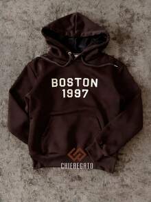 CHIEREGATO OUTLET Women's Hooded Sweatshirt, Casual Winter Sweatshirt, Kangaroo Style Hoodie, Premium Streetwear - 鏽棕色 - 查看 2