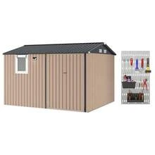 FESTIWOW 10x8 FT Outdoor Storage Shed, Metal Garden Shed, Steel Tool Shed, Breathable Vent And Lockable Doors, For Patio Garden, Garage, Backyard - B - View 1