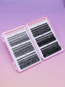 D-Type 570 Piece 6-16mm 30D40D50D60D80D100D Single Cluster Natural False Eyelash Set, Suitable For Parties, Nightclubs, Daily Work, Meetings And Other Occasions, 3D Faux Mink Fur False Eyelashes - C - View 4
