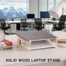 Soporte de madera para portátil, elevador de portátil ergonómico, soporte de escritorio para computadora resistente, reduce la tensión en el cuello durante el trabajo y el estudio - Soporte para ordenador - Ver 2