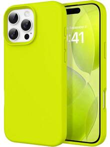 1pc Liquid Silicone Phone Case Compatible With Apple 17 Pro Max, Full Body Protection, Minimalist Design, Slim Fit, Anti-Drop For IPhone 13 Pro, 14 Plus, 12 Pro Max, 11, Suitable For Men And Women - Fluorescent Green - View 2