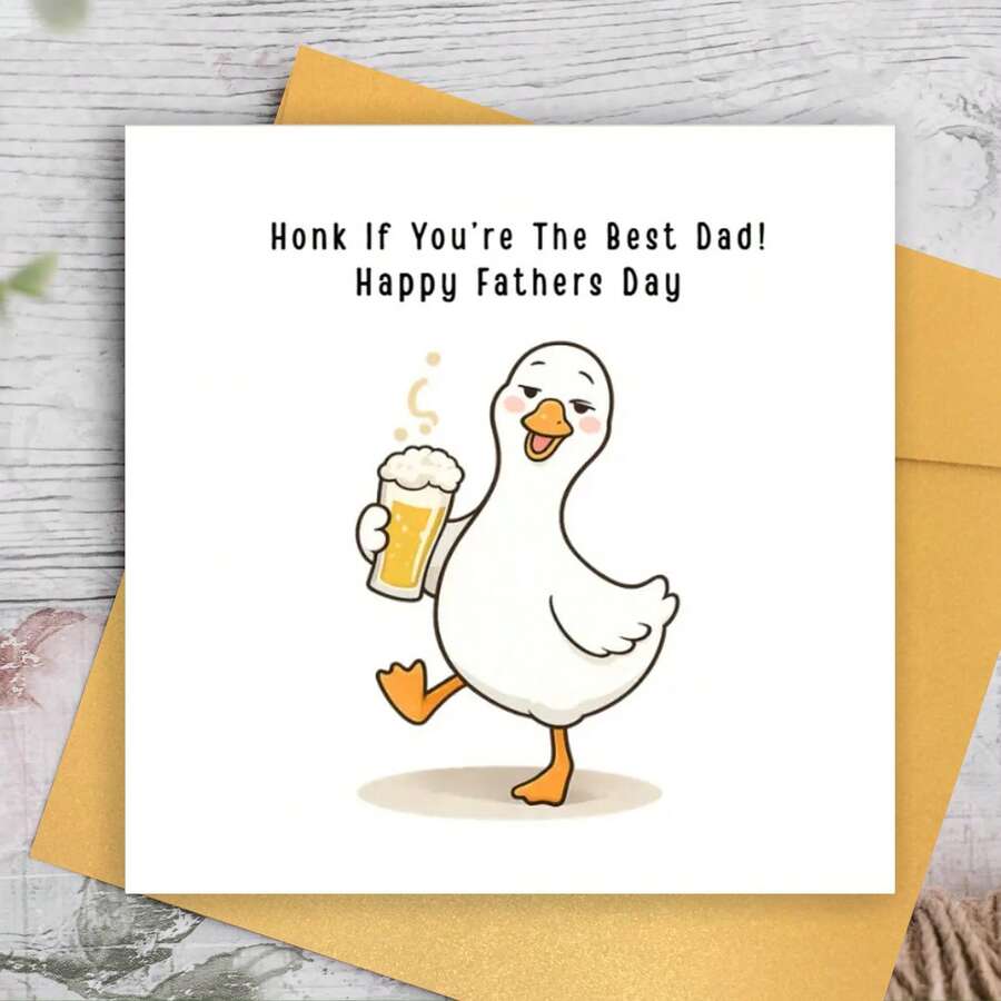 1pc Funny Father's Day Greeting Card With Envelope, Humorous Dad Birthday Card For Grandpa Stepdad, Creative Illustration Card For Him - View 1