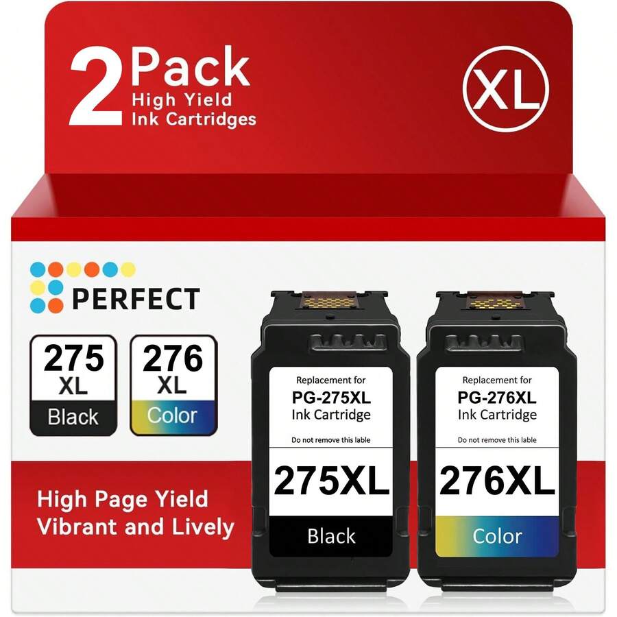 2-Pack Remanufactured Ink Cartridge Combo Pack PG275XL Black & CL-276XL Tri-Color Compatible With Cannon TS3722 TS3520 TS3500 TS3522 TR4720 TR4700 TR4722 Printers High-Quality (1 Black And 1 Color) - 查看 1
